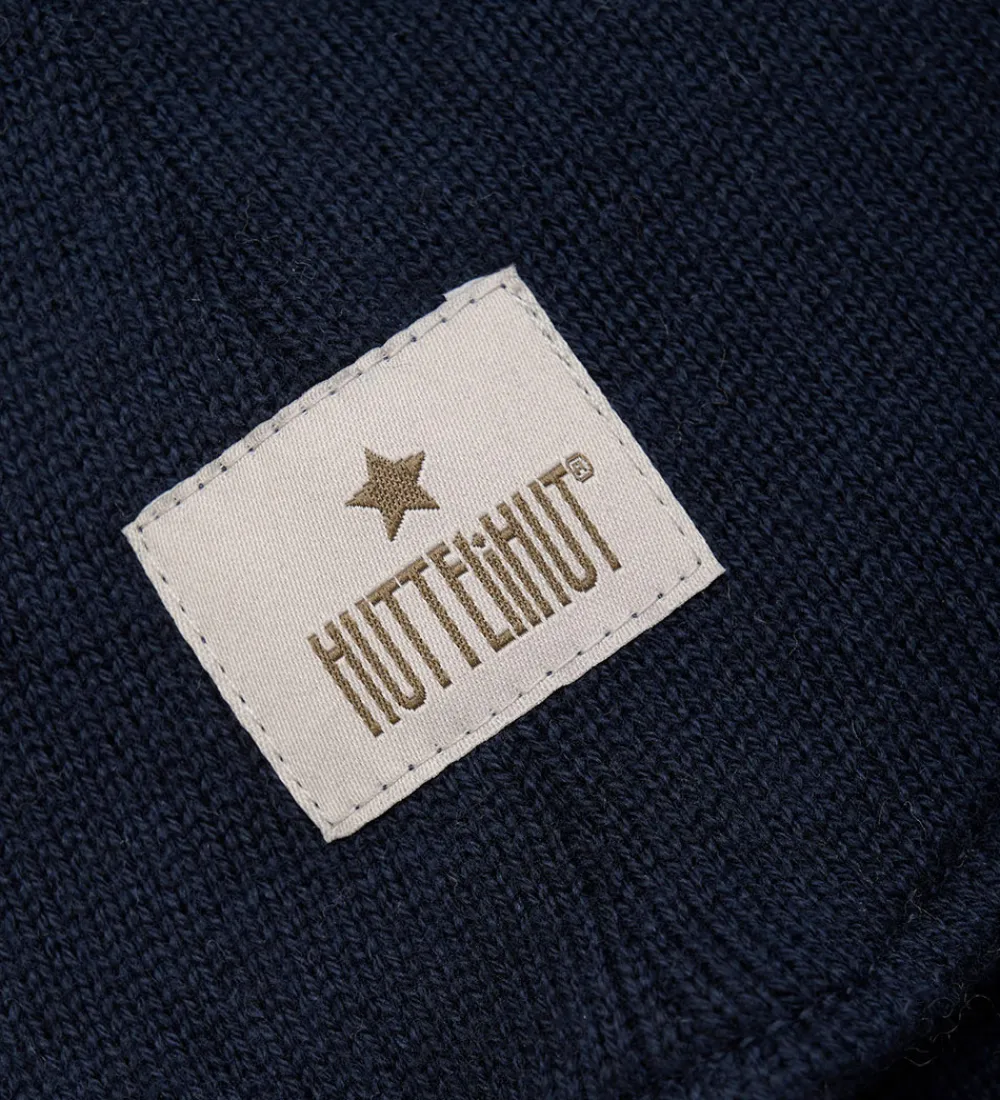 Elefanthue - 2-lags - Uld - Strik - Dark Navy|Huttelihut Outlet