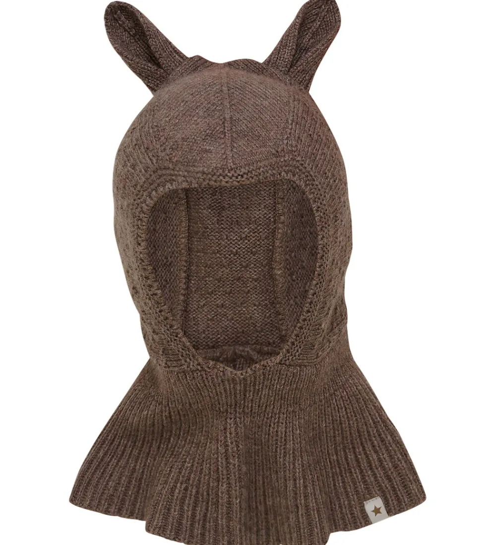 Elefanthue - Uld - 1-lags - Brown Melange m. Ører|Huttelihut