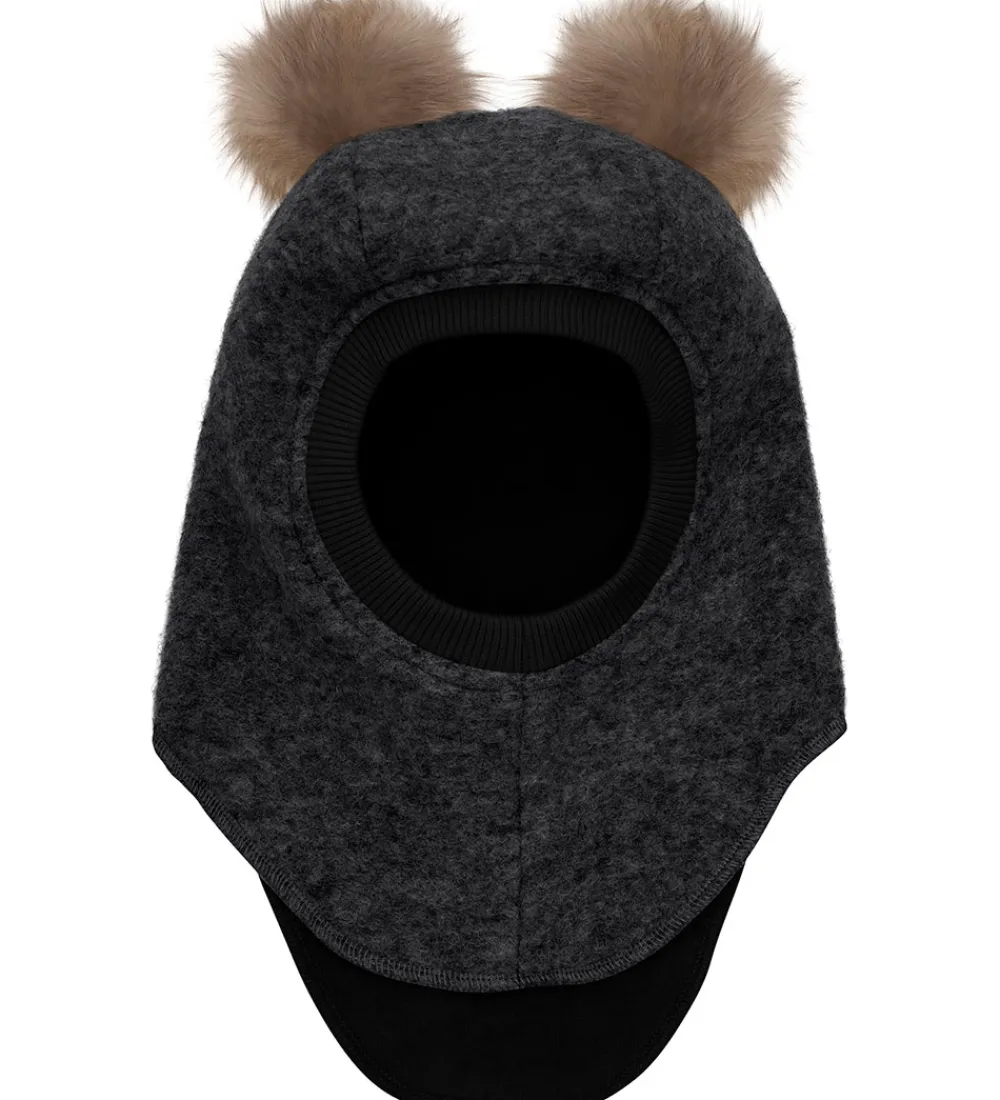 Elefanthue - Uld/Bomuld - 2-lags - Mørkegråmeleret|Huttelihut Hot