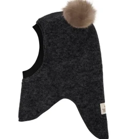 Elefanthue - Uld/Bomuld - 2-lags - Mørkegråmeleret|Huttelihut Hot