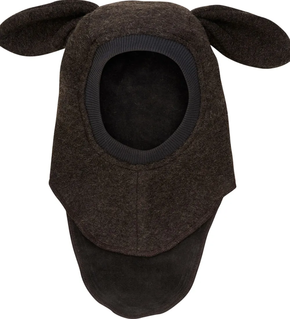 Elefanthue - Uld - 2-lags - Mørkebrunmeleret m. Ører|Huttelihut