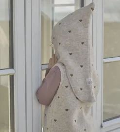 Elefanthue - Uld - 2-lags - Sand Melange m. Hjerter|Huttelihut