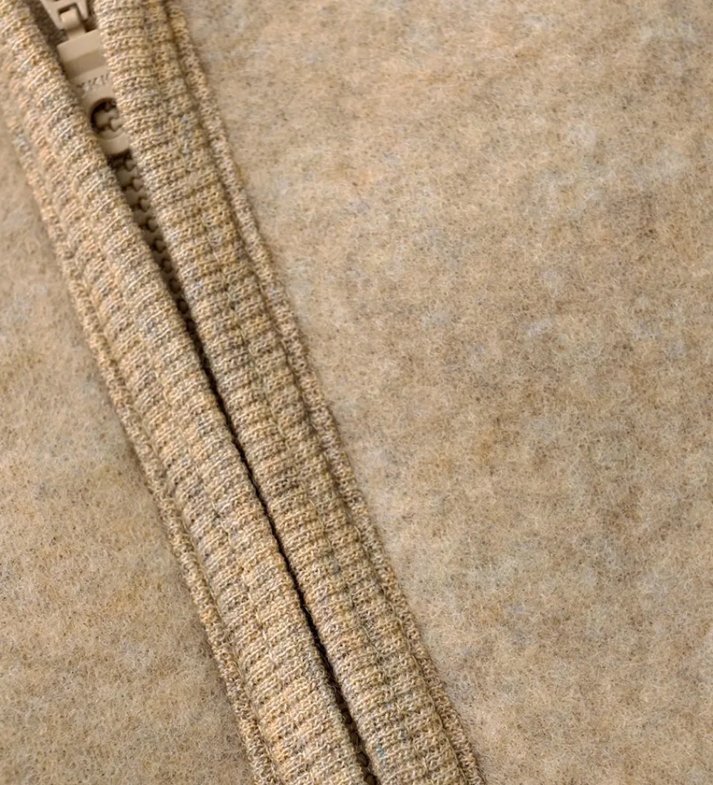 Fleccejakke - Uldfleece - Camel Melange m. Ører|Huttelihut New