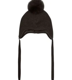 Hue - Uld - Dark Brown Melange m. Kvast|Huttelihut