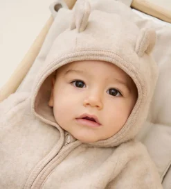 Køredragt - Uldfleece - Camel Melange m. Ører|Huttelihut New