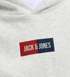 Hættetrøje - JjPan - White Melange m. Logo|Jack & Jones Outlet
