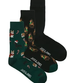 Strømper - JacXmas - 3-pak - Scarab/Black|Jack & Jones New