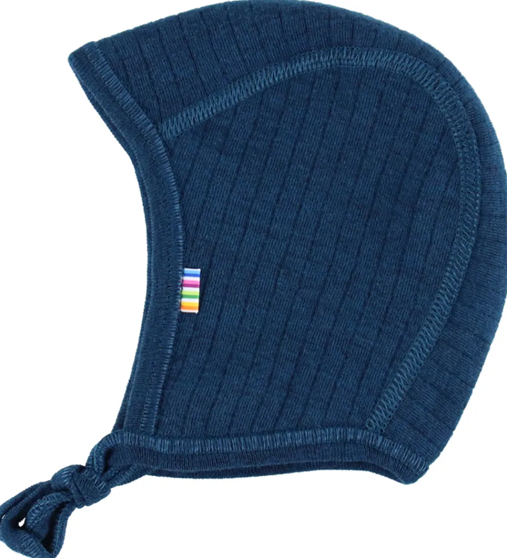 Babyhjelm - Uld - Rib - 2-lags - Mørk Turkis|Joha Sale