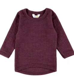 Bluse - Uld - Rib - Blomme|Joha Online