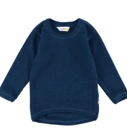 Bluse - Uld - Rib - Mørk Turkis|Joha Online