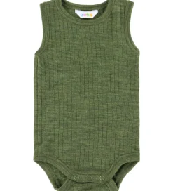 Body u/æ - Uld - Rib - Mørk Oliven|Joha Best
