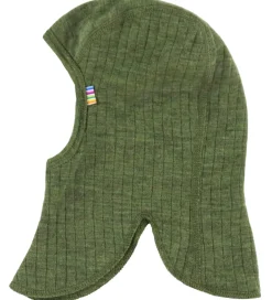 Elefanthue - Uld - Rib - 2-lags - Mørk Oliven|Joha Online