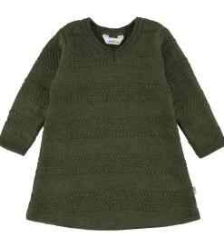 Kjole - Strik - Uld - Mos Grøn|Joha Clearance