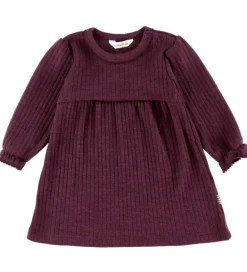 Kjole - Uld - Rib - Blomme|Joha