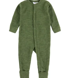 Natdragt - Uld - Rib - Mørk Oliven|Joha Online