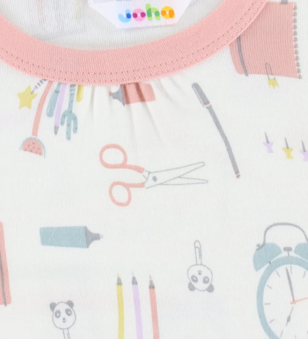 Natkjole - Viskose/Bambus - Off White m. Print|Joha Clearance