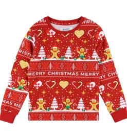 s Nattøj - 2-Delt - Christmas Cookie - Rød|Jule-Sweater