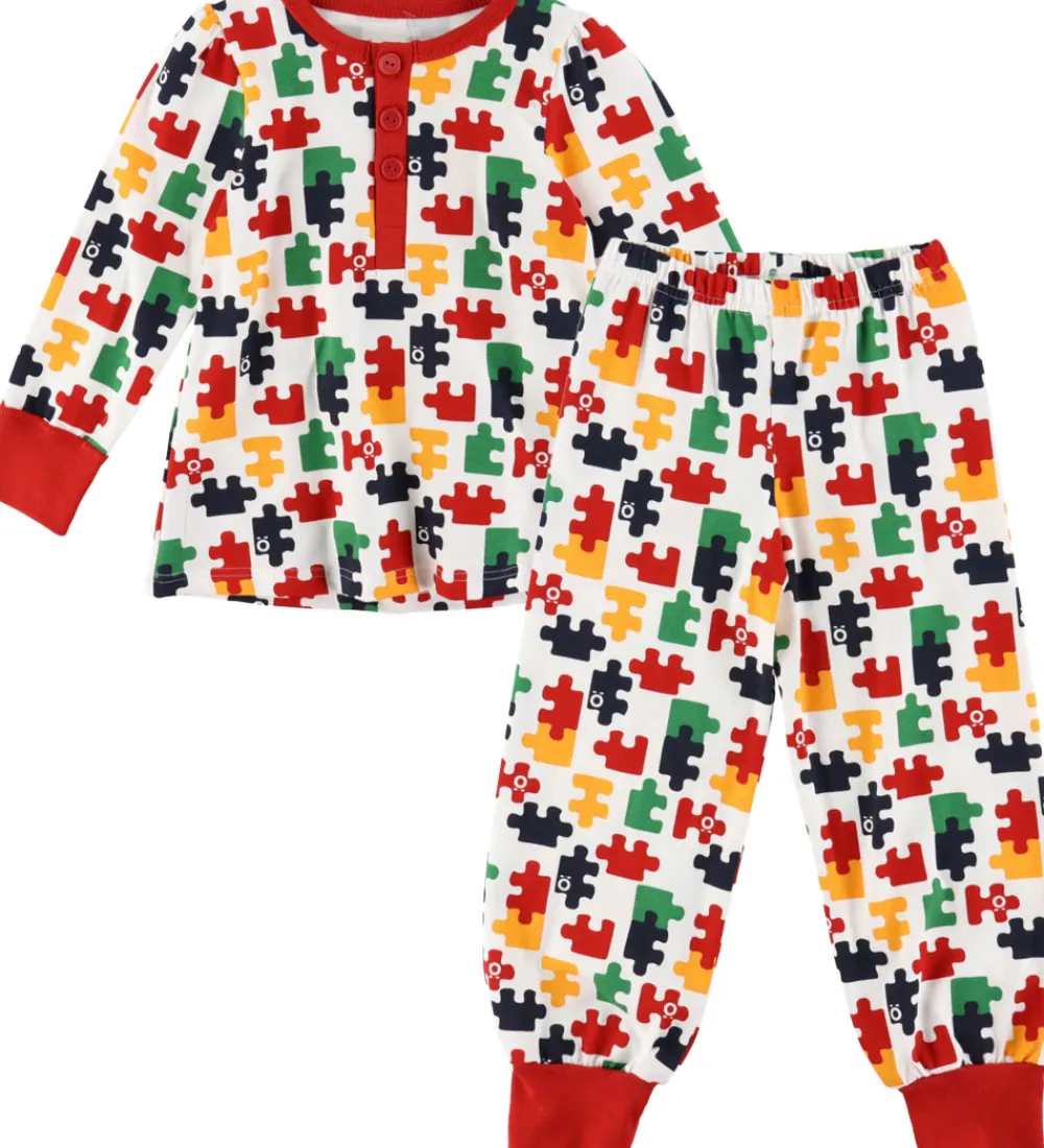 Nattøj - Hvid m. Puslespil|Katvig Clearance