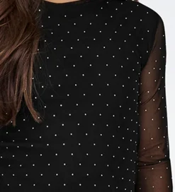 Bluse - KogJada - Mesh - Black/Silver Rhinestones|Kids Only Outlet