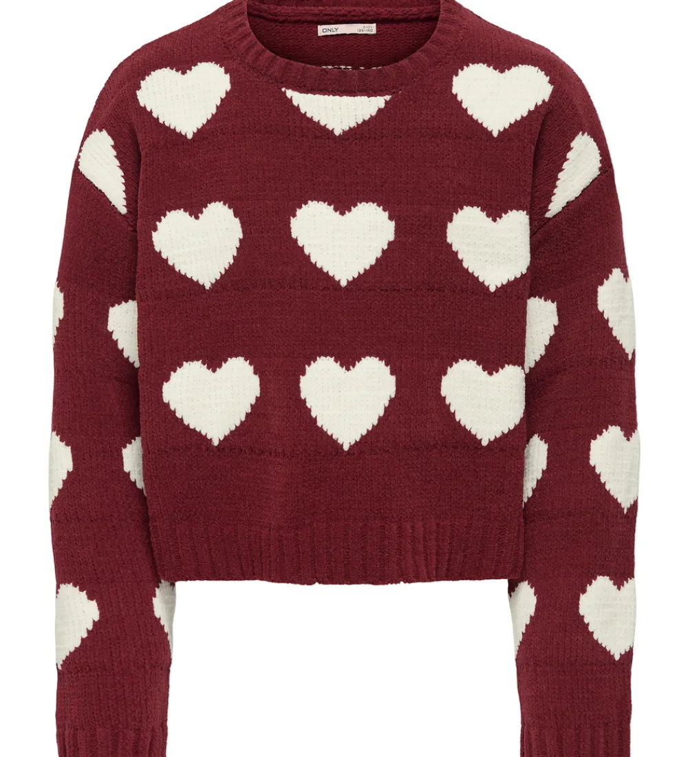 Bluse - Strik - KogSus - Cabernet/Heart/Egret|Kids Only