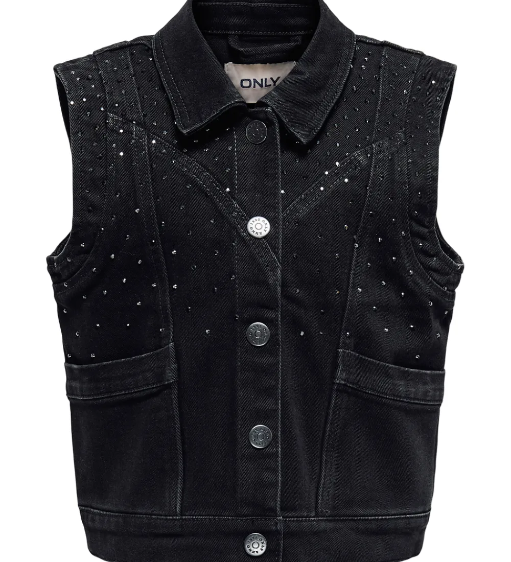 Denimvest - KogKennedy - Washed Black/Rhinestone|Kids Only Hot
