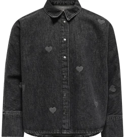 Skjorte - KogGrace - Washed Black/ Heart Embroide|Kids Only
