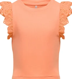 Top - Rib - KogDrea - Salmon m. Broderi Anglaise|Kids Only Hot