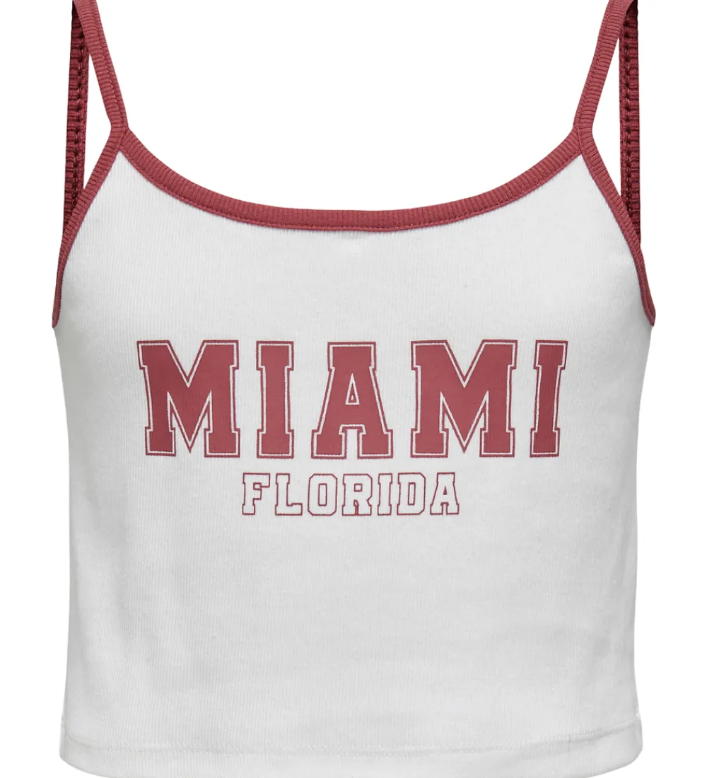 Top - Rib - KonVikka - Bright White/Ruby Wine + Print|Kids Only Online