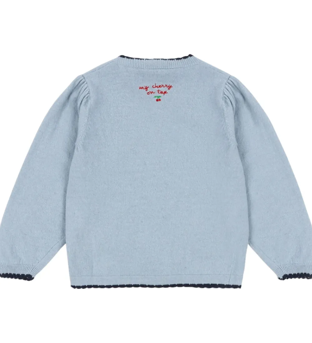 Cardigan - Bomuld/Uld - Strik - Alexa - Blue Fog|Konges Sløjd Outlet