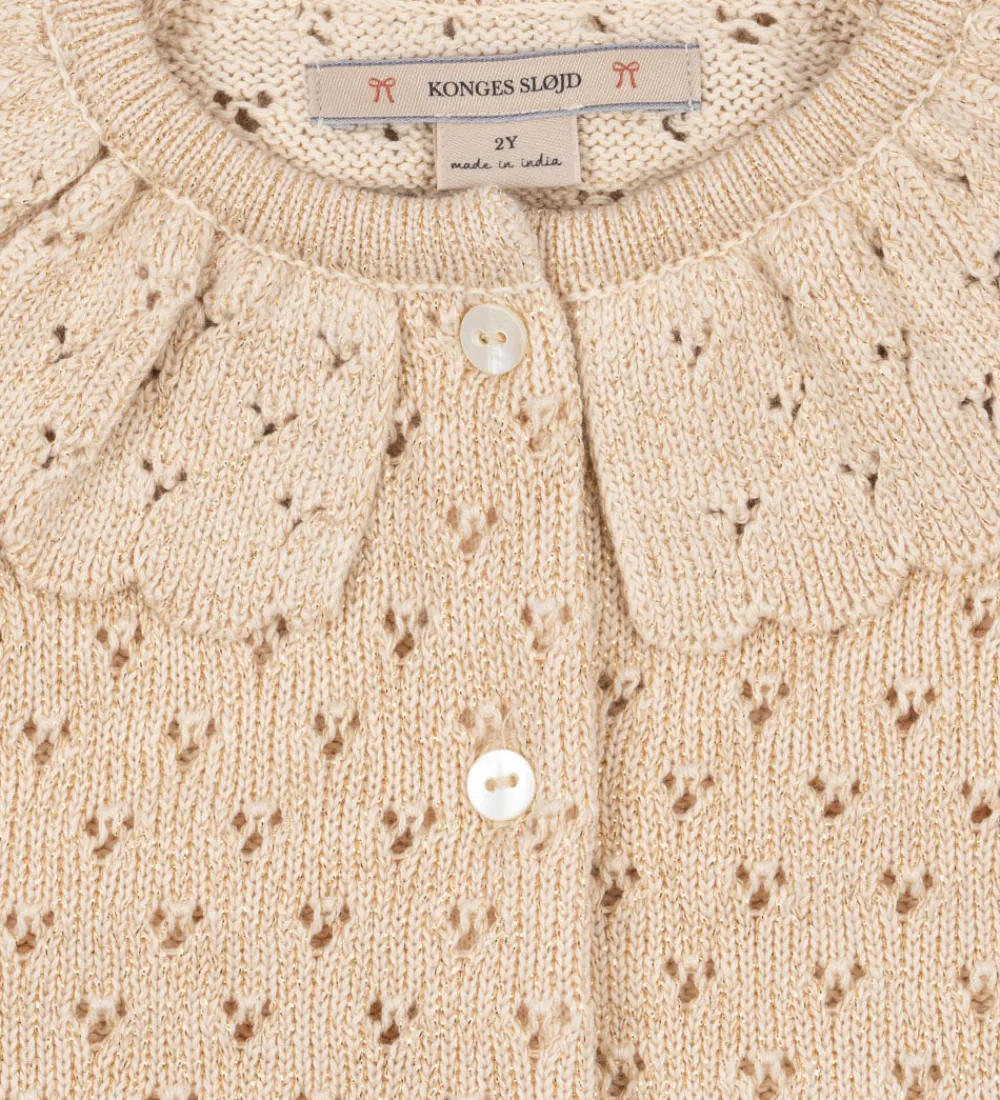 Cardigan - Strik - Buttercream m. Hulmønster|Konges Sløjd Outlet