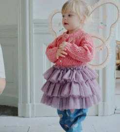 Cardigan - Uld- Strik - Isa - Pink m. Hulmønster|Konges Sløjd Online