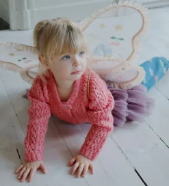 Cardigan - Uld- Strik - Isa - Pink m. Hulmønster|Konges Sløjd Online