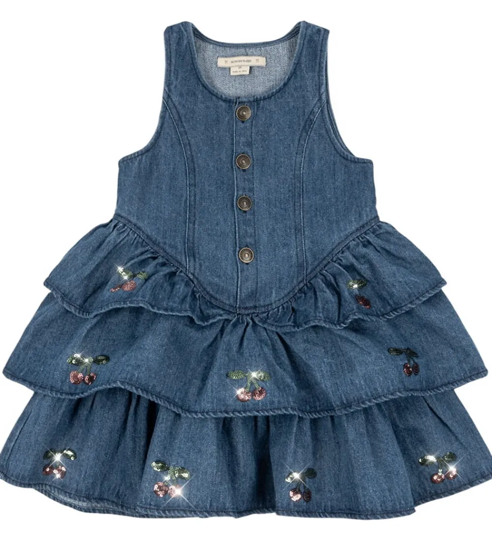 Kjole - Denim - Elba - Denim Blue m. Kirsebær|Konges Sløjd