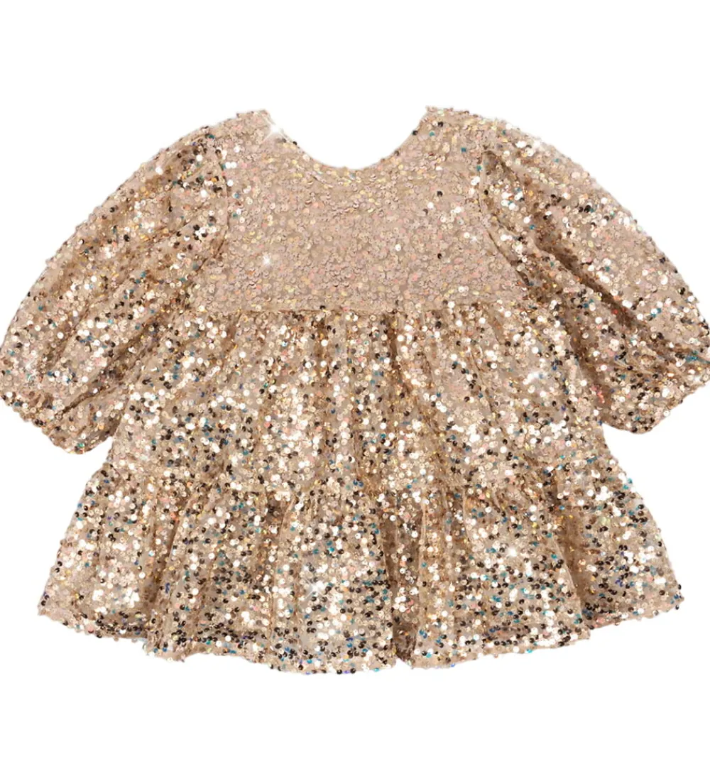 Kjole - Lila Sequins Bow - Gold Glitter|Konges Sløjd