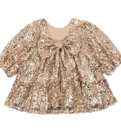 Kjole - Lila Sequins Bow - Gold Glitter|Konges Sløjd