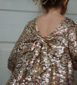 Kjole - Lila Sequins Bow - Gold Glitter|Konges Sløjd