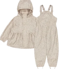 Regntøj m. Seler/Fleece - PU - Rainy Palme - Milk T|Konges Sløjd Outlet