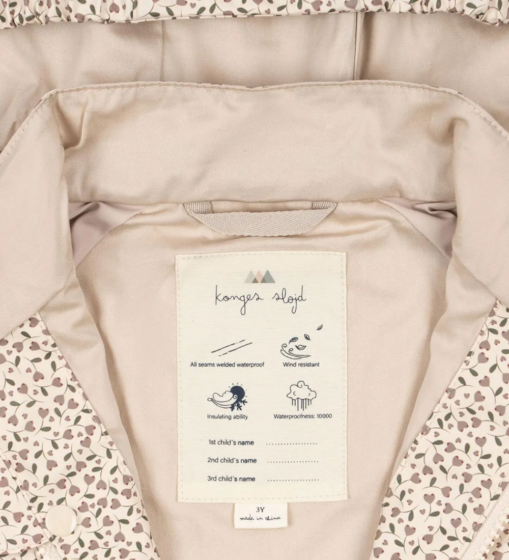 Regntøj m. Seler/Fleece - PU - Rainy Palme - Milk T|Konges Sløjd Outlet