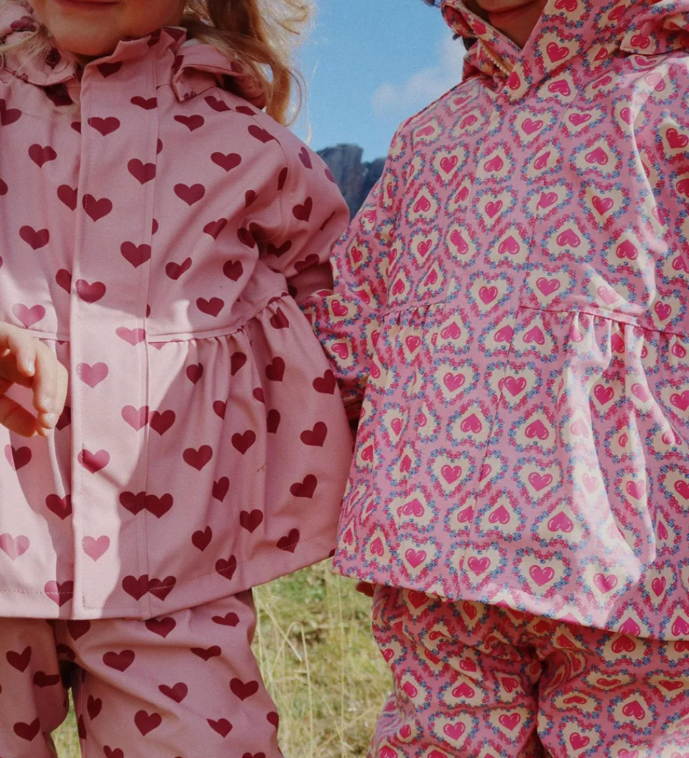 Regntøj m. Seler/Fleece - PU - Palme - Amour Pink|Konges Sløjd Outlet