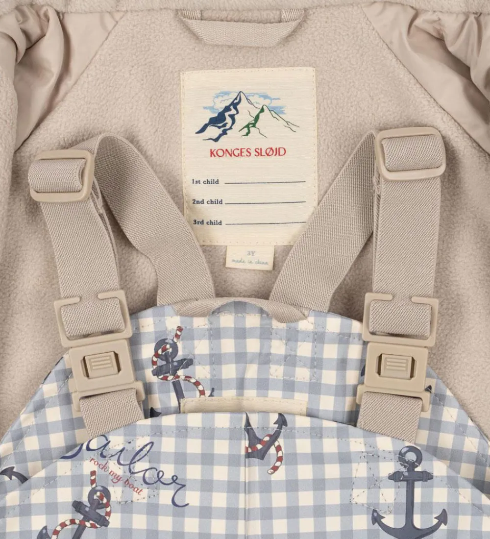 Regntøj m. Seler/Fleece - PU - Palme - Sailor Check|Konges Sløjd Clearance