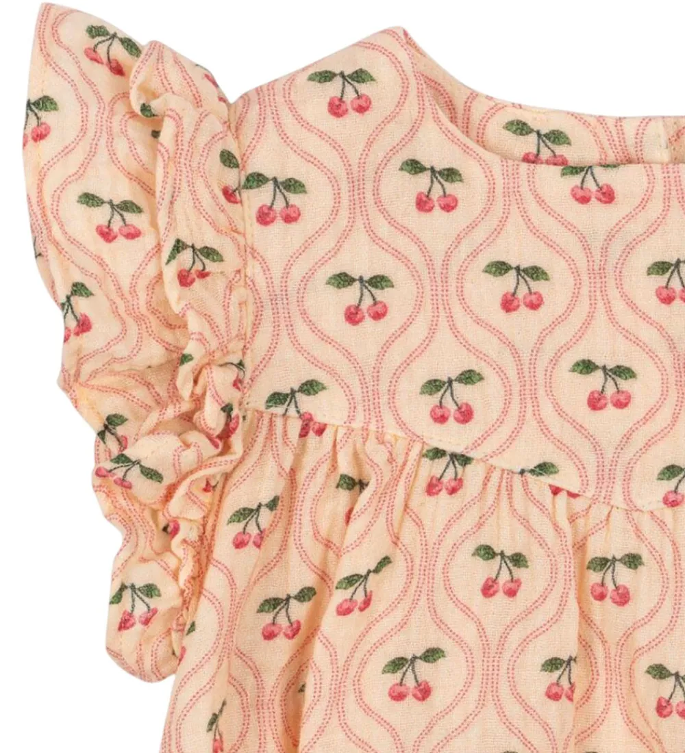 Sommerdragt - Musselin - Coco - Cherry Pink Motif|Konges Sløjd