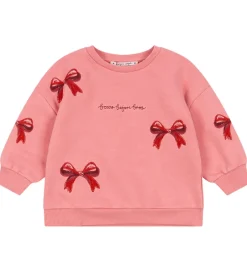 Sweatshirt - Lou Bow - Strawberry Ice m. Sløjfer|Konges Sløjd Discount