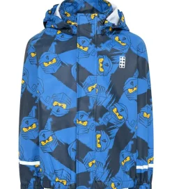 LEGO® Ninjago Regnjakke - PU - Jonathan 103 - Blå m. Ninjaer|LEGO® Wear Best