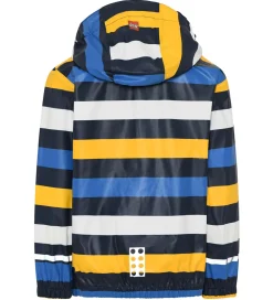 Regnjakke - PU - LWJonathan 102 - Blå m. Striber|LEGO® Wear