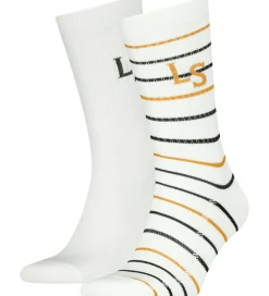 Strømper - 2-pak - Hvid m. Striber|Levis Clearance