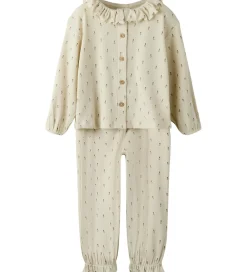 Lil' Atelier Nattøj - 2-delt - Rib - NmfGago - Turtledove/Floral|Lil Atelier