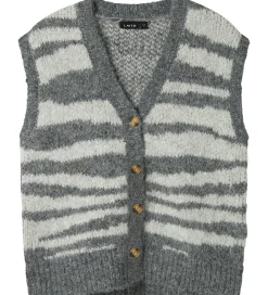 Vest - NlfNulos - Kort Strik - Dark Grey Melange|LMTD Clearance