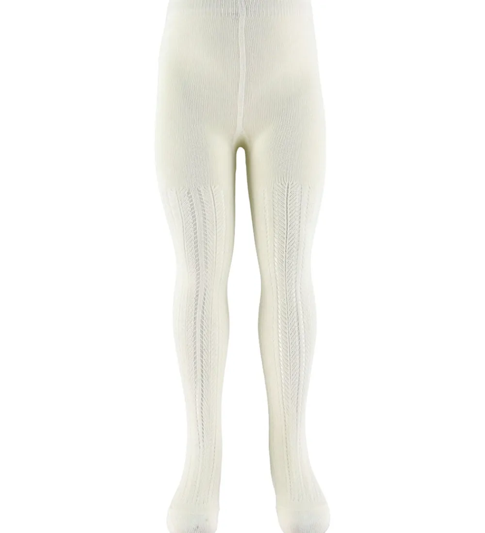 Strømpebukser - Hulmønster - Pointelle - Gentle White|MarMar Clearance