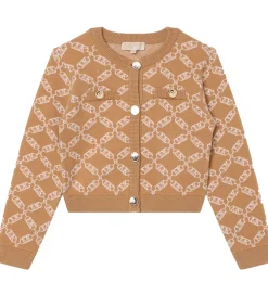 Cardigan - Cropped - Strik - Dark Stone/Hvid m. Møn|Michael Kors Outlet