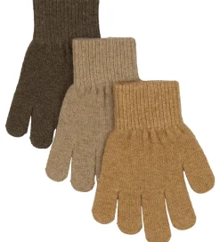 Handsker - Uld/Polyamid - 3-pak - Chocolate Chip-Melan|Mikk-Line Outlet